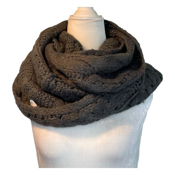 BP Cable Knit Collar Scarf Gray Open Snood Neck Warmer Winter One Size - Picture 1 of 4